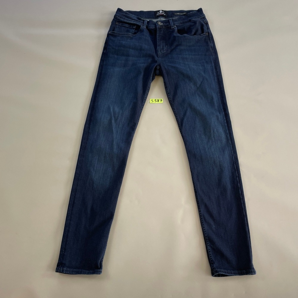 7 For All Mankind Slimmy Tapered Luxe Performance Plus Dark Wash Jeans Mens 30